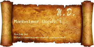 Manheimer Donát névjegykártya